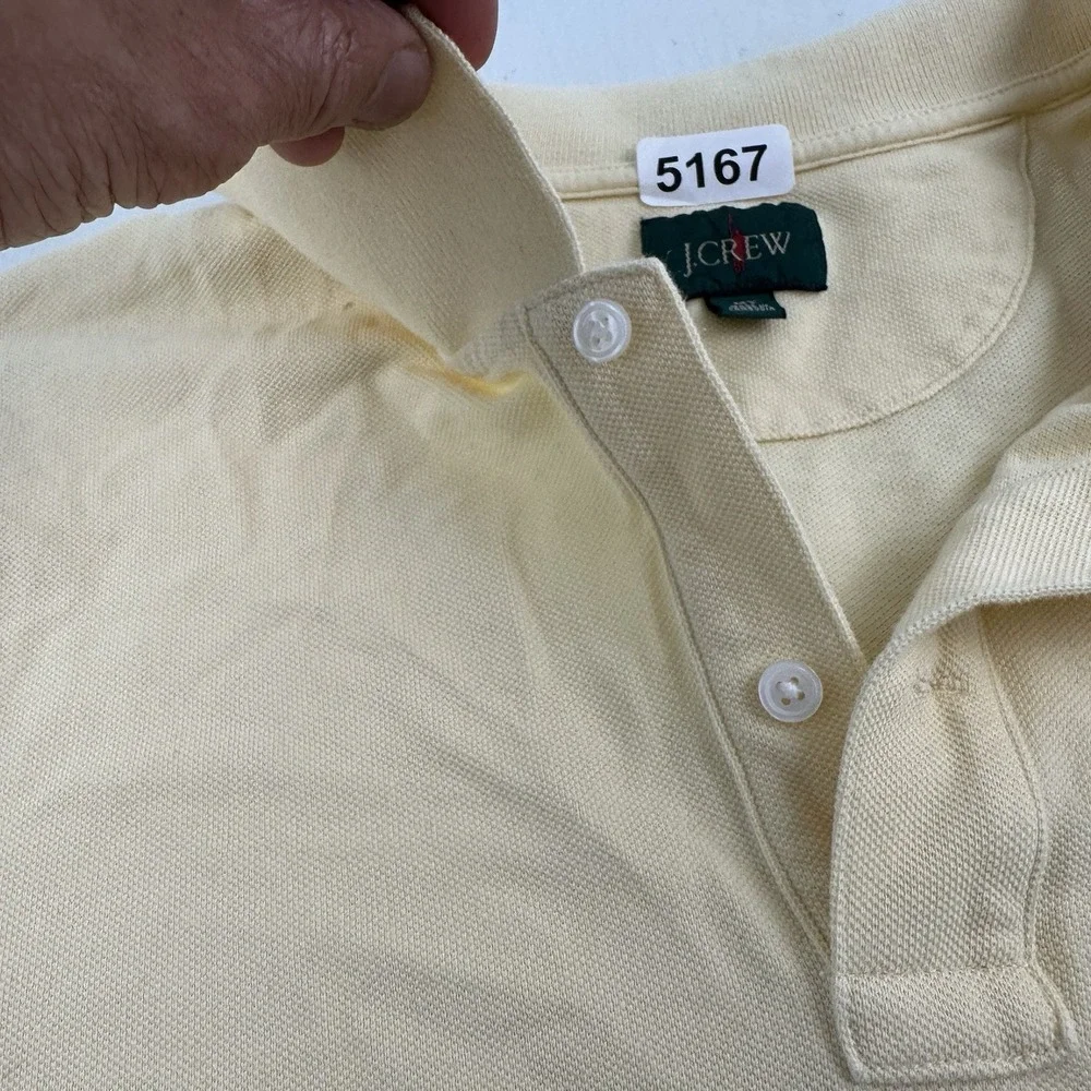 VTG 90s J Crew Oarsman Polo Shirt Mens Medium Tall MT Yellow Cotton Knit Pique